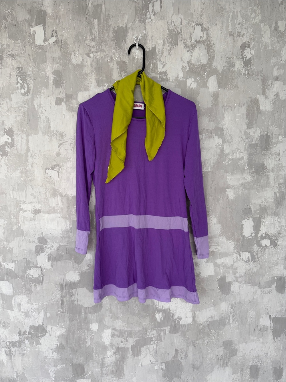 Daphne Scooby Doo Purple Tunic Dress with lChartreuse Scarf and Redhead wig